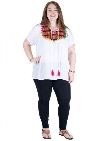 white-t-shirt-plus-sizes-embroidery-pompoms 2